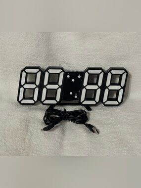 Modern Black LED Wall Clock - Digital Segment Design
